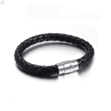 2018 cheap sport thin magnetic buckle PU leather chain bracelet